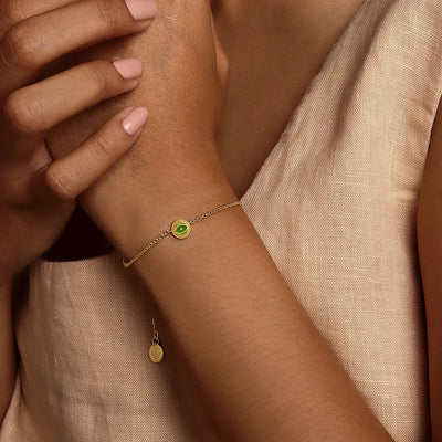 Vital Essence - Peridot August Birthstone Evil Eye Gold Bracelet