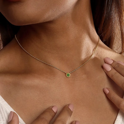 Verdant Vision - Peridot August Birthstone Evil Eye Gold Necklace