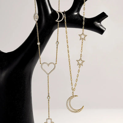 Lunar Grace Radiant Moon & Stars Necklace