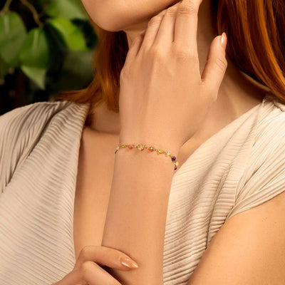 Invigorated Life - Multi Stone Chakra Lotus Charm Bracelet