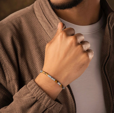 Spiritual Victory - Tiger's Eye Heishi Mantra Bracelet