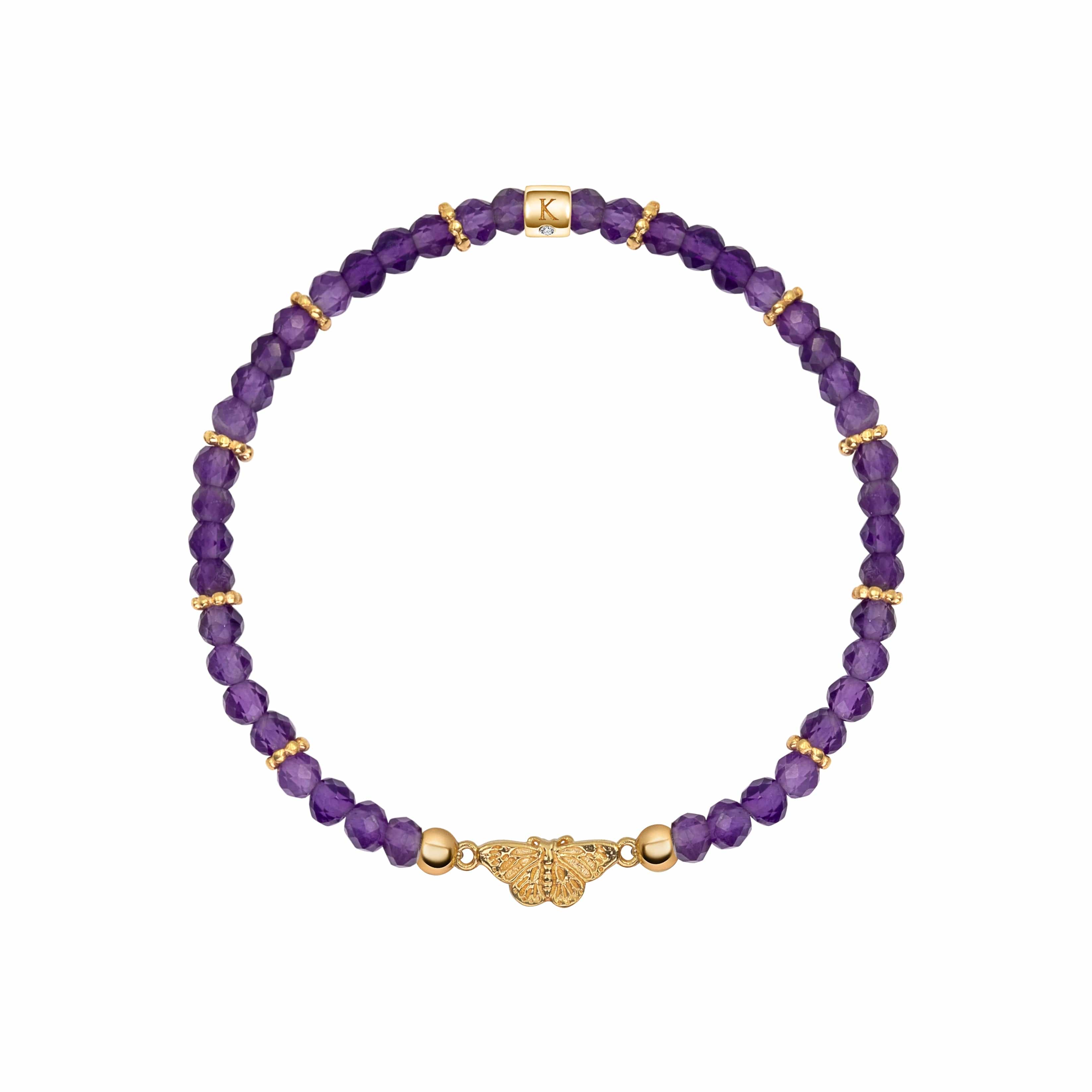 Spiritual Transformation - Amethyst Butterfly Charm Bracelet