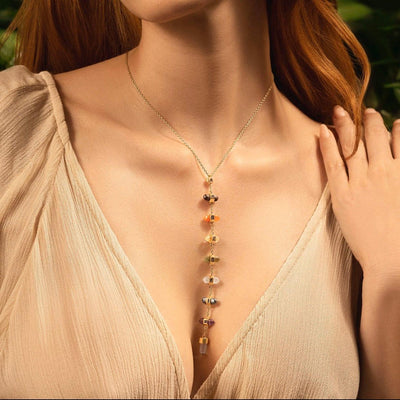 Magical Drops - Multi-Stone Chakra Lariat Necklace