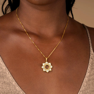 Serene Bloom Lotus Harmony Mother of Pearl Necklace