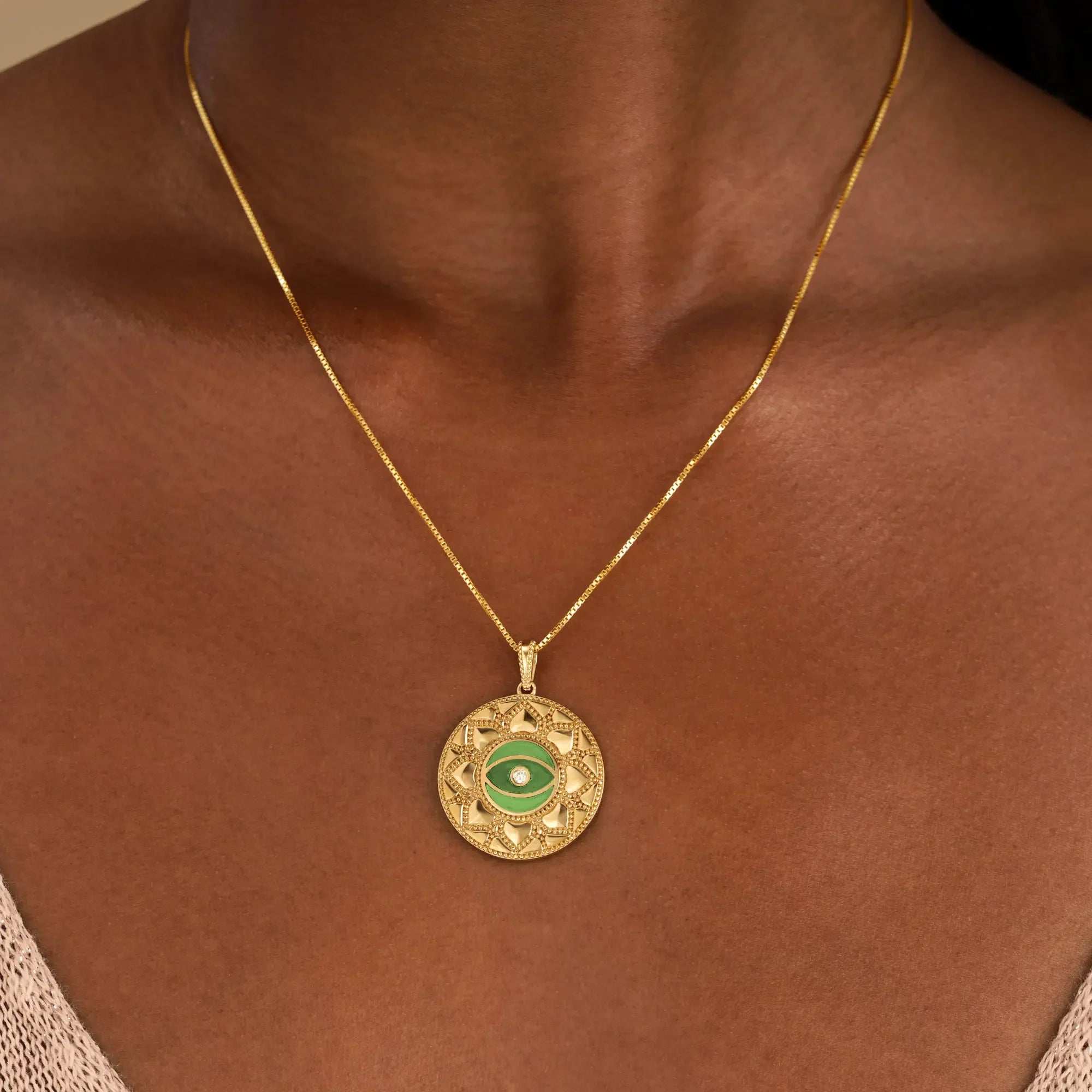 Guardian Balance Jade Evil Eye Mandela Necklace