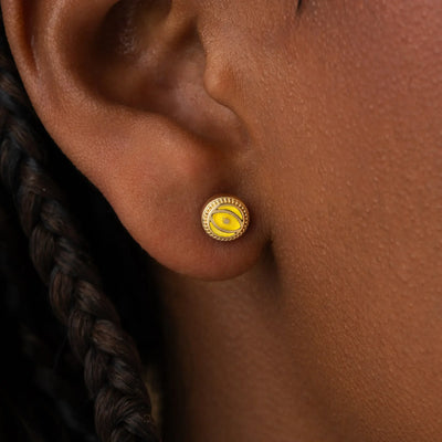 Solar Guard - Citrine November Birthstone Evil Eye Gold Stud Earrings