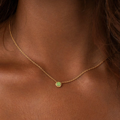 Verdant Vision - Peridot August Birthstone Evil Eye Gold Necklace