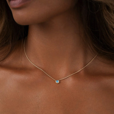 Tidal Serenity - Aquamarine March Birthstone Evil Eye Gold Necklace