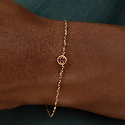 Vital Essence - Garnet January Birthstone Gold Bracelet