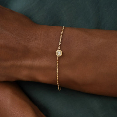Lunar Harmony - Moonstone June Birthstone Evil Eye Gold Bracelet