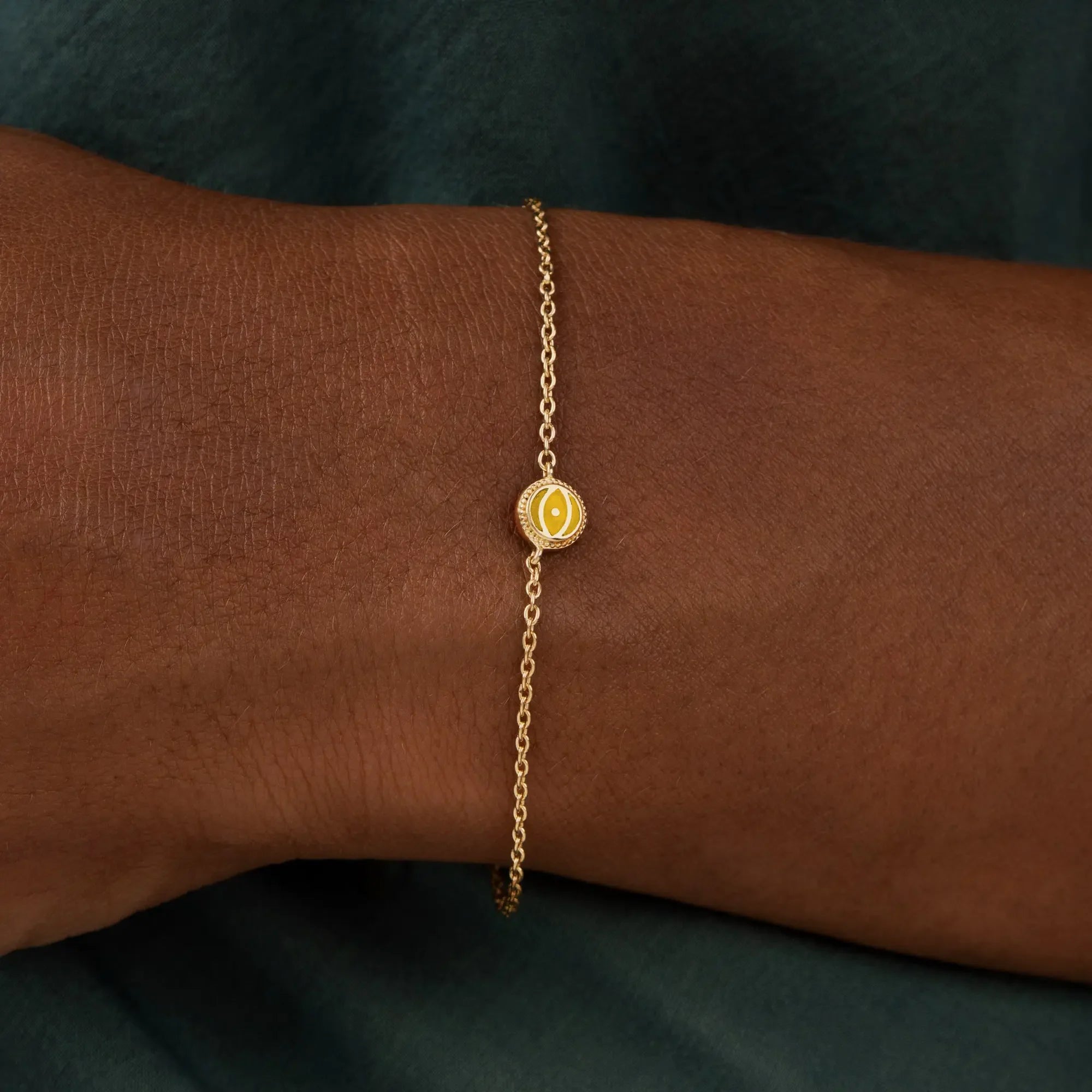 Radiance Keeper - Citrine November Birthstone Evil Eye Gold Bracelet