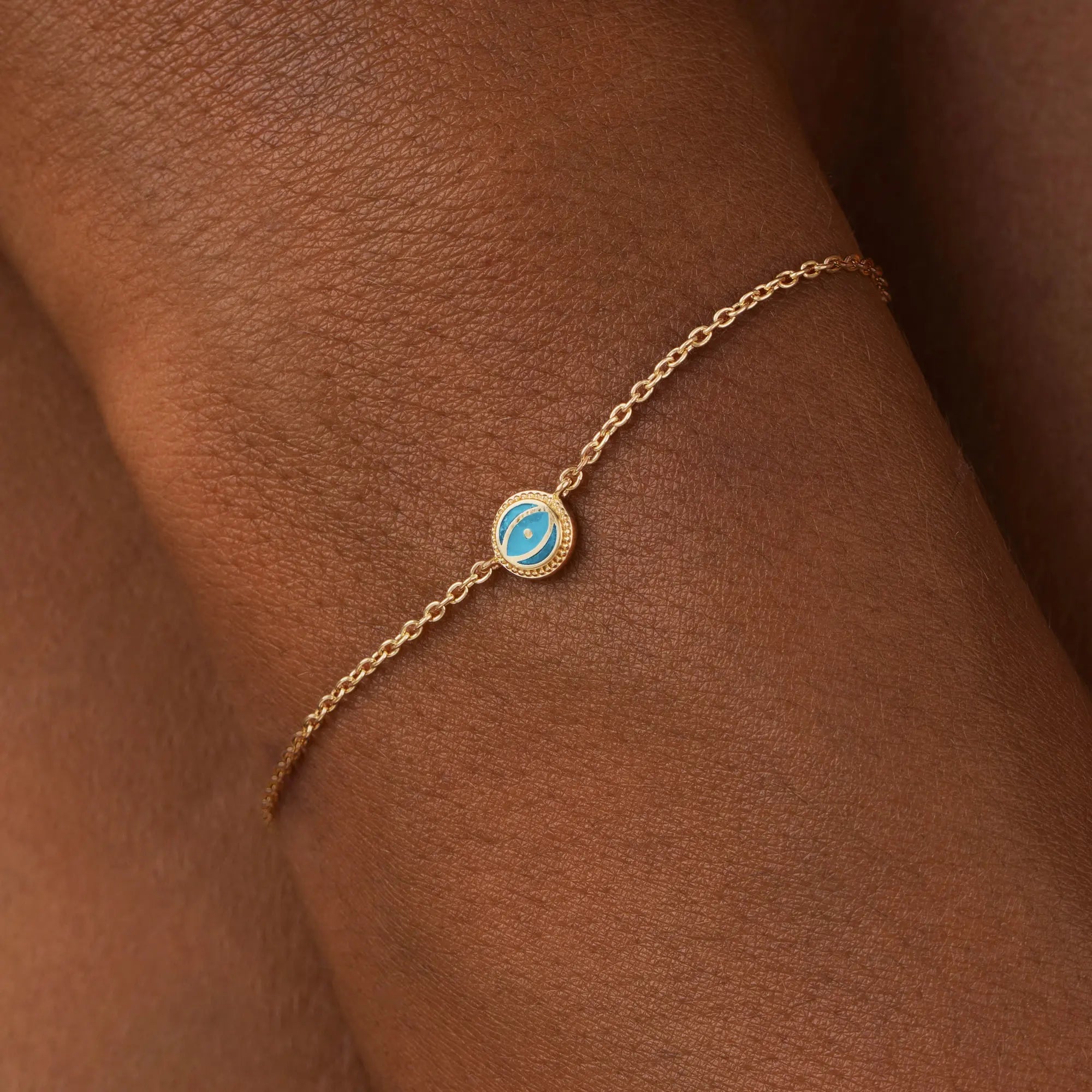 Tranquil Guardian - Turquoise December Birthstone Evil Eye Gold Bracelet