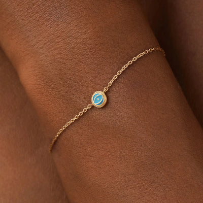 Tranquil Guardian - Turquoise December Birthstone Evil Eye Gold Bracelet