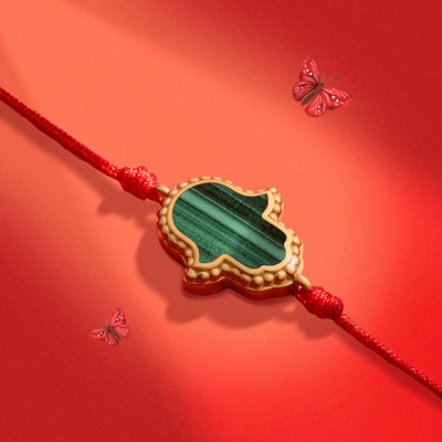 Gifted & Blessed Hamsa Malachite Red String Bracelet