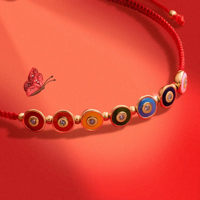 Joyful Journey - Gold Plated Chakra Red String Bracelet