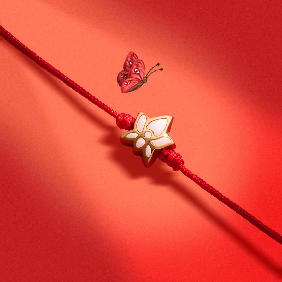 Obstacle Crusher Red String Lotus Charm Bracelet
